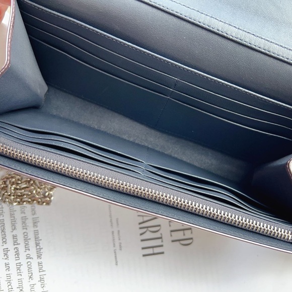 Dior Lady Dior Micro-Cannage Metallic Rose Gold Wallet On Chain New - Picture 4 of 7